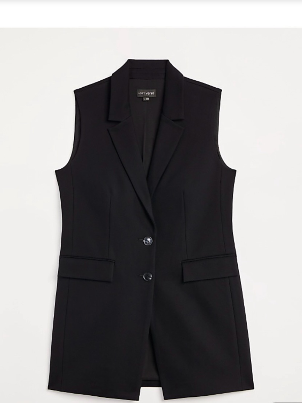 LOFT Black Sleeveless Long Blazer Vest - NWT- XS